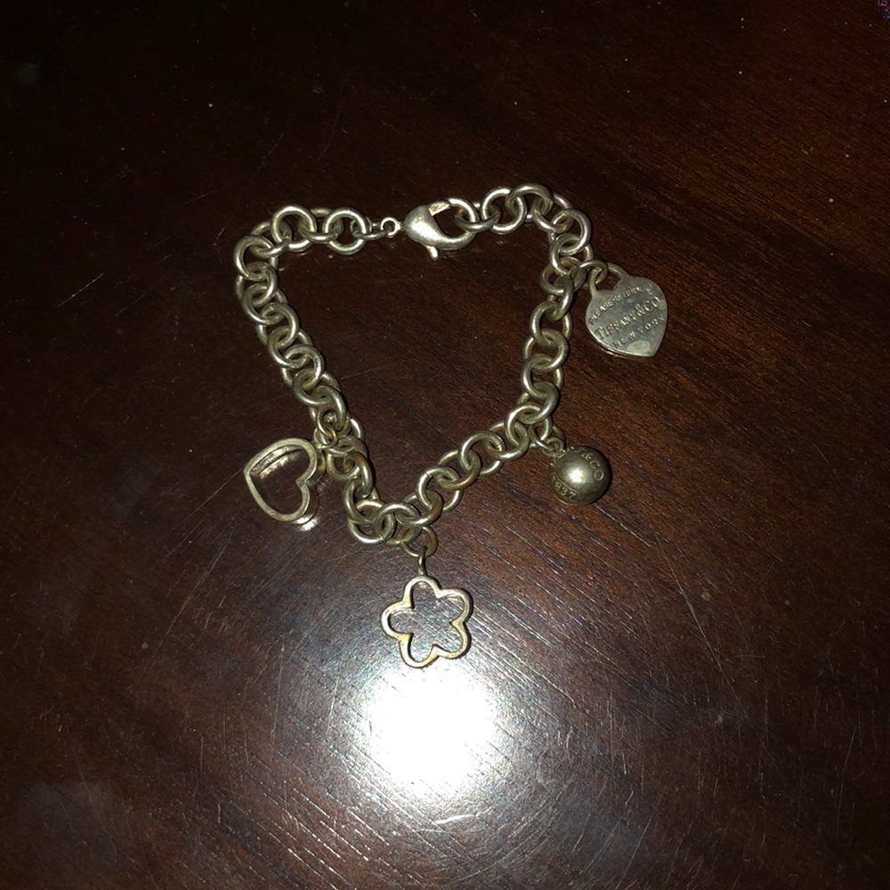 Tiffany link bracelet with charms